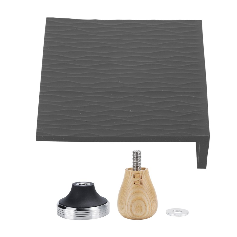 58mm Beech Handle Coffee Hammer Embossed Tamping Mat for Home Cafe(Black) , coffee Tamper Mat Coffee Tamper Set , Coffee Tamper Tamping Mat Coffee Tamper Set Coffee Tamper Mat Kit Coffee Hammer T