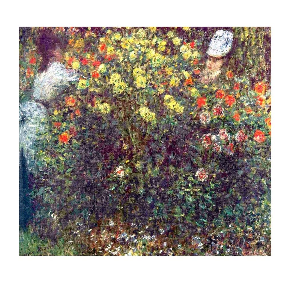 Ltt-Ydd-Ccl Oscar-Claude Monet Girls in the Garden Canvas Paintings Art Reproduction Canvas Wall Art Canvas Pictures for Living Room and Bedroom Home Decor(25x27cm-10x11inch) Unframed