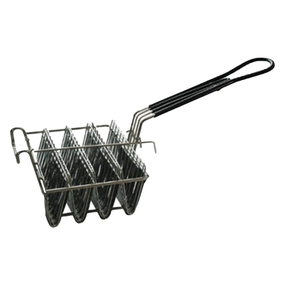 Fry Strainer Oil Skimmer Taco Shell Fryer Basket Holds 4 Shells Deep Fryer Taco Holders Basket with Grip Handle Taco Holder Stand Kitchen Fried Filter