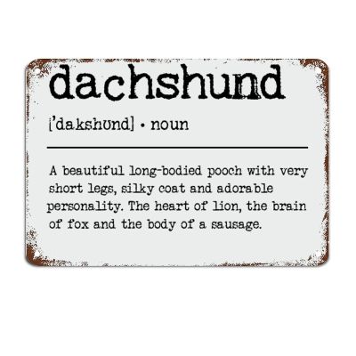 Dachshund Definition Typography Signs Dachshund Definition Metal Tin Sign Vintage Metal Wall Sign Rustic Wall Art Home Decor for Bedroom Living Room Front Porch 8x12 inch