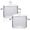 ERINGOGO 2pcs Saucepan with Lid, 1900ML Cooking Pot Clear Simmer Resistant Handles, Stovetop Soup Borosilicate Cookware, Dishwasher Safe 64oz 2pcs view 1
