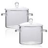 ERINGOGO 2pcs Saucepan with Lid, 1900ML Cooking Pot Clear Simmer Resistant Handles, Stovetop Soup Borosilicate Cookware, Dishwasher Safe 64oz 2pcs view 2