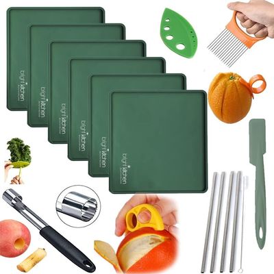6 EDGE Sheets + Accessories Pack Silicone Dehydrator Sheets Compatible With Cosori Premium CP267-FD Non Stick Dryer Mats for Jerky, Fruit, Herb Stripper, Chips, Crackers Tray Liners, Spatula, Apple