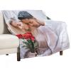 Custom Blanket and 2 Pillow Cases Set with Photo Text Personalized Bedding Flannel Fleece Throws Blankets Customized Pillow Covers for Couple Valentines Day Boyfriend Girlfriend Birthday Gifts 80"x60" view 2