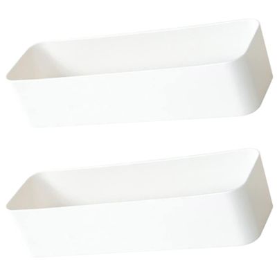 Housoutil 2pcs Wall Adhesive Remote Shelf White Storage Organizer Holder Wall Mount Adhesive Storage Organizer Box