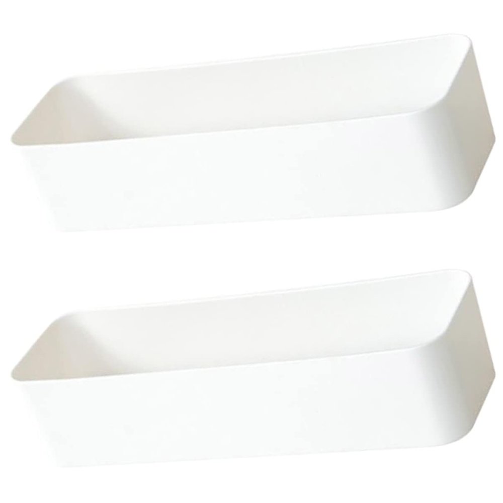 Housoutil 2pcs Wall Adhesive Remote Shelf White Storage Organizer Holder Wall Mount Adhesive Storage Organizer Box