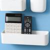 Housoutil 2pcs Wall Adhesive Remote Shelf White Storage Organizer Holder Wall Mount Adhesive Storage Organizer Box view 2
