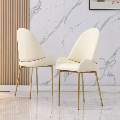 2Pcs Dining Chair Set - Ergonomic Microfiber Leather & Stainless Steel Chair Legs, Italian Minimalist Lounge Chair for Home Kitchen, Dining Room, Living Room, Hotel