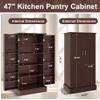 kepptory 47 Pantry Cabinet, Kitchen Pantry Storage Cabinet with Doors & Adjustable Shelves, Brown Freestanding Buffet Cupboards Sideboard for Living Room and Dinning Room, Sturdy and Durable view 2