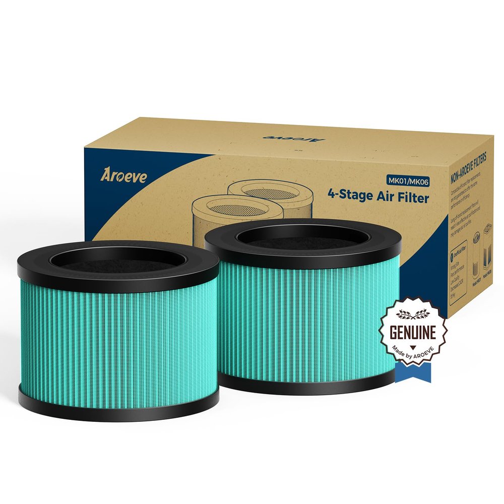 AROEVE MK01 & MK06 Air Filter Replacement 4-in-1 Air Filter for Pollen Pet Dander Hair- Pet Dander Version(2 Pack)