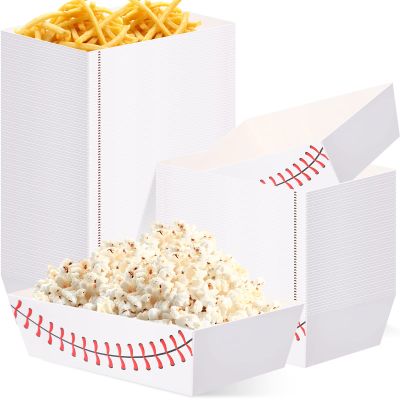 Crtiin 200 Pieces 2lb Baseball Party Supplies Paper Food Trays Nacho Food Tray Birthday Disposable Boats Serving Trays Snack Candy Holder Trays for Baseball Party Decorations