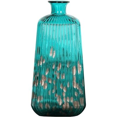 OLOTU Handmade Vase Gradient Emerald Green Flower Vases Fine and Clear Feel Comfortable Glass Straight Hydroponic The Vase