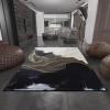 Modern Abstract Rug Black and Beige Golden Lines Area Rug, Marble Wavy Stripes Art Style Indoor Non-Slip Kids Rugs, with Anti-Slip Easy Clean Carpet for Living Room Bedroom Dining Room-2x6ft view 3