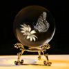 60mm 3D Laser Engraved Butterfly Crystal Ball Paperweight With Stand view 1