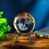 60mm 3D Laser Engraved Butterfly Crystal Ball Paperweight With Stand view 2