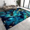 Modern Blue Marble Swirl Area Rug, Luxury Black Gold Stripe Art Indoor Non-Slip Kids Rugs, Machine Washable Breathable Durable Carpet for Front Entrance Floor Decor-5.3x8ft view 1