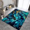 Modern Blue Marble Swirl Area Rug, Luxury Black Gold Stripe Art Indoor Non-Slip Kids Rugs, Machine Washable Breathable Durable Carpet for Front Entrance Floor Decor-5.3x8ft view 3