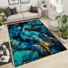 Modern Blue Marble Swirl Area Rug, Luxury Black Gold Stripe Art Indoor Non-Slip Kids Rugs, Machine Washable Breathable Durable Carpet for Front Entrance Floor Decor-5.3x8ft view 4