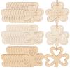 30pcs Small Pendant DIY Wooden Slices Patricks DIY Wooden Cutout Board Hangings Party Lucky Shamrock Wood Ornaments to Paint Shamrock Cutouts Boxwood Graffiti Pillar view 1
