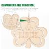 30pcs Small Pendant DIY Wooden Slices Patricks DIY Wooden Cutout Board Hangings Party Lucky Shamrock Wood Ornaments to Paint Shamrock Cutouts Boxwood Graffiti Pillar view 2