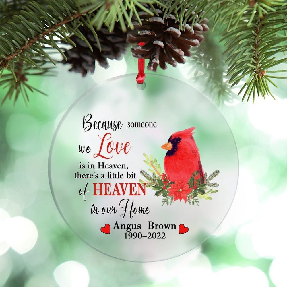 Christmas Red Bird Christmas Decorations for Tree Because Someone We Love is in Heaven Christmas Ornament 2022 Acrylic Hanging Ornaments Remembrance Sympathy Gifts