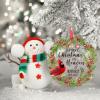 Red Bird with Flower Wreath Christmas Ornaments First Christmas in Heaven Personalized Christmas Ornaments 2022 Ornament for Christmas Tree Decor Remembrance Sympathy Gifts view 3