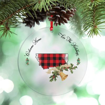 Montana Buffalo Plaid Christmas Ornaments Welcome Home Christmas Bell America State Personalized Christmas Ornaments 2022 Ornaments for Christmas Trees Holiday Christmas Keepsake New Year Gifts