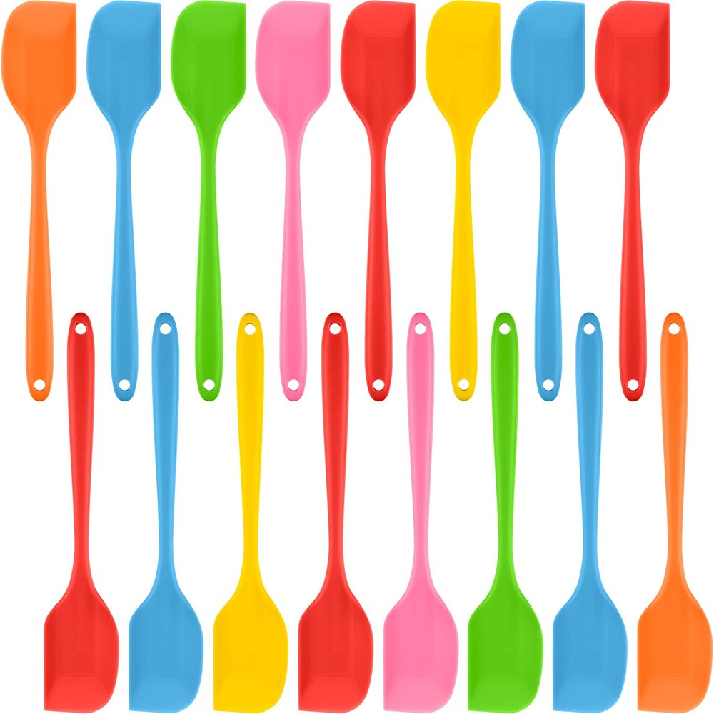 16 Piece 11 Inch Silicone Spatula Set Rubber Spatula Heat Resistant Seamless One Piece Design Non-stick Flexible Scrapers Baking Mixing Tool Dishwasher Safe, 6 Colors