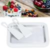 Aqur2020 Ice Cream Maker, Frozen Yogurt Sorbet Gelato Rolled Pan with Scraper Food Grade Stainless Steel Cold Sweet Fried Plate for Kids (White) view 4