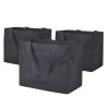 CNaiyunpin 3 Pack Heavy Duty Reusable Canvas Grocery Bags, Holds 60 lbs, 8.3 gal Multi-Purpose Washable Bags with 5 Pockets, Black view 1