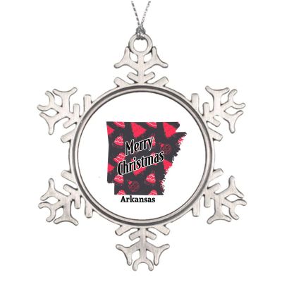 Arkansas Snowflake Pewter Ornament for Christmas Tree Decoration Arkansas Souvenir USA State Bauble Stocking Stuffer Xmas Decor Keepsake for Parents Sister Children 3-Inch