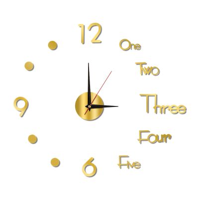 Night Light Wall Clock, Wall Clock Night Light Function Frameless Decorative Luminous Silent Clock 3D Frameless Wall Clock for Living Room Bedroom Office Decor(90cm-Gold)