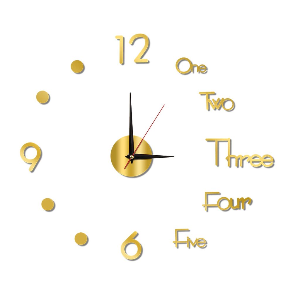 Night Light Wall Clock, Wall Clock Night Light Function Frameless Decorative Luminous Silent Clock 3D Frameless Wall Clock for Living Room Bedroom Office Decor(90cm-Gold)