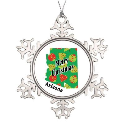 Arizona Keepsake Christmas Tree Decoration State Souvenir Holiday Hanging Pendant Bauble USA Patriotic Ornament Xmas Snowflake Pewter Christmas Ornament Tag 3-Inch