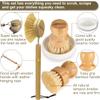 Wooden Dish Brush Set Clean Pots, Pans and Vegetable, Natural Bristles Bamboo Scrub Brushes with Ceramic Dish - 1 Long Handle Dish Brush + 2 Palm Scrubbing Brush view 4