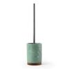 MANFER Green Ceramic Toilet Brush with Stainless Steel Handle, Motifeur Bathroom Accessories Ceramic Toilet Brush Set - Toilet Bowl Brush and Holder with Wooden Base view 1