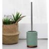 MANFER Green Ceramic Toilet Brush with Stainless Steel Handle, Motifeur Bathroom Accessories Ceramic Toilet Brush Set - Toilet Bowl Brush and Holder with Wooden Base view 2