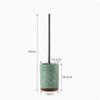 MANFER Green Ceramic Toilet Brush with Stainless Steel Handle, Motifeur Bathroom Accessories Ceramic Toilet Brush Set - Toilet Bowl Brush and Holder with Wooden Base view 3