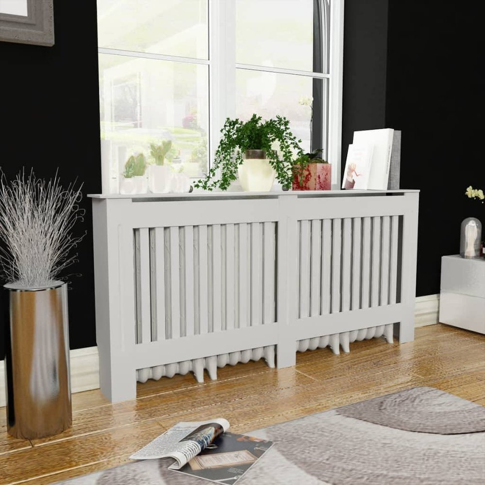 GOLINPEILO White Radiator Cover MDF Heating Radiator Cabinet Living Room Furniture Decor, 67.7" x 7.5" x 32.1", Vertical Design