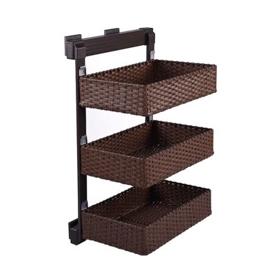 Clothes Basket Drawer Type Wardrobe Pull Basket, Breathable Rattan Woven Cloakroom Storage Basket, 2/3 Layer Cabinet Storage Box (Color : 3tier, Size : Left)