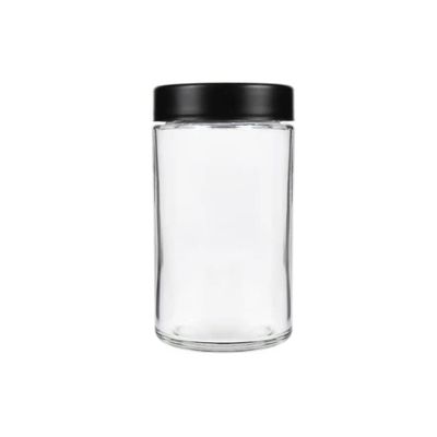 18OZ Glass Jars with Black CAPS - 28 Grams - 48 Count