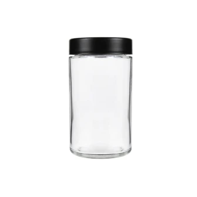 18OZ Glass Jars with Black CAPS - 28 Grams - 48 Count