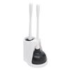 2 Piece Plastic Toilet Brush and Plunger Set (White), by Home Basics | Plunger Brush Combo for Bathroom/Plunger and Brush Set 2 Pack view 1