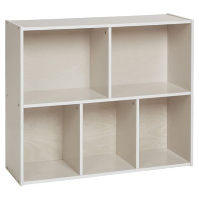 ECR4Kids Streamline 5-Compartment Storage Cabinet, 30in, Classroom Furniture, White Wash