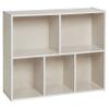 ECR4Kids Streamline 5-Compartment Storage Cabinet, 30in, Classroom Furniture, White Wash view 1