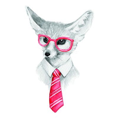 Cartoon Characters Fox Tie Glasses Adorable Girls Boys Gift Home Dcor Birthday - 15 Inch x 30 Inch