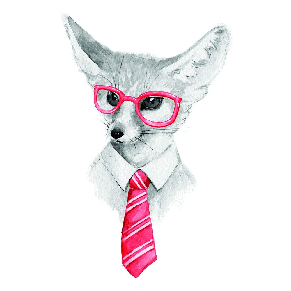 Cartoon Characters Fox Tie Glasses Adorable Girls Boys Gift Home Dcor Birthday - 15 Inch x 30 Inch