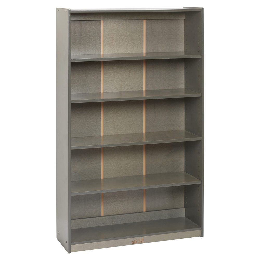 ECR4Kids Classic Bookcase, 60in, Adjustable Shelves, Grey Wash