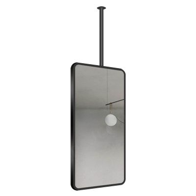 Gaommini Ceiling Mounted Mirror, Black Metal Frame Mirror with Ceiling Hanging Rod, Large Square Mirror Bathroom Vanity Mirror, Decorative Mirrors for Wall - Rectangular (Size : 40cmx60cm)