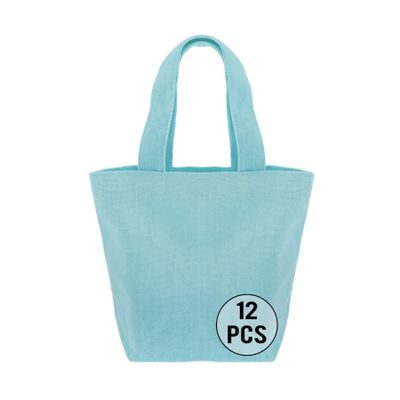 TopTie 12 Pack Custom Print Durable Cotton Canvas Tote Bags for Lunch Grocery Shopping, DIY, Promotion, Gift-Green